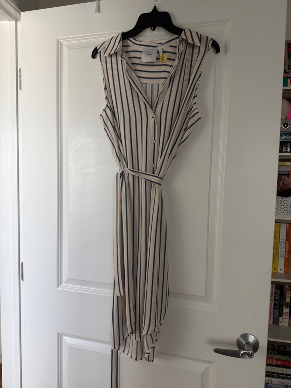 L’Academie button up Striped Midi Shirt Dress